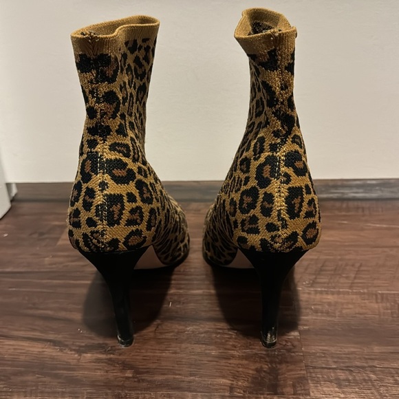 Leopard Sock Heel Booties - Picture 7 of 8